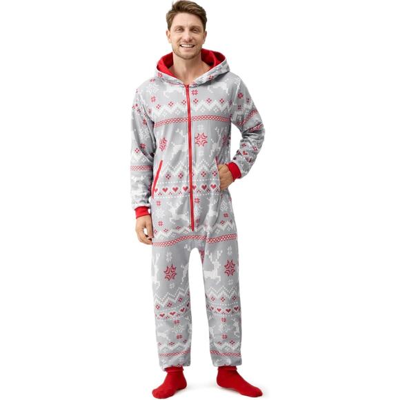 Men’s XL Giggling Getup Holiday Hooded One-Piece Pajamas NIP - Picture 1 of 5